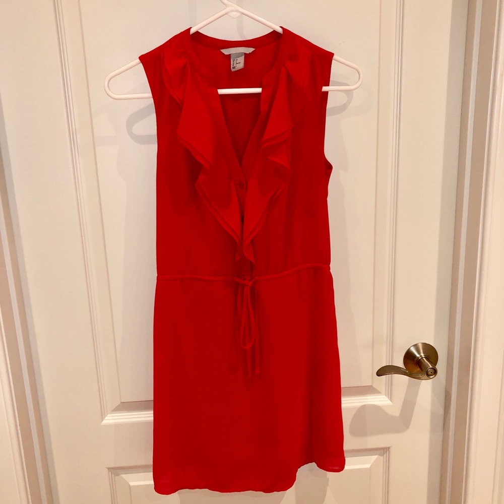 H&M flowy short dress size US 2 red/fuchsia